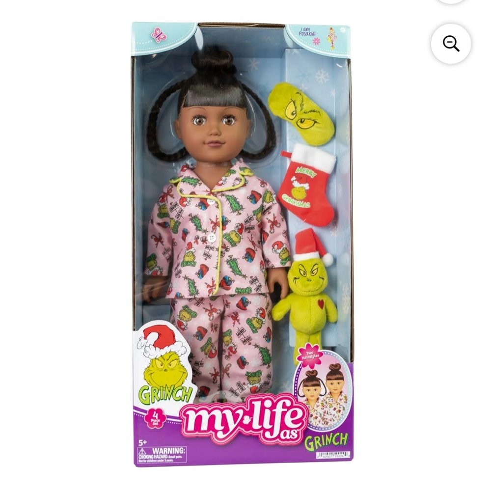 My Life As Poseable Grinch Sleepover 18" Doll, Dark Brunette Hair, Brown Eyes